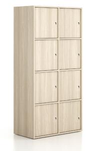 Kancelářská skříň FRAME, 8x dveře, 872 x 450 x 1735 mm, cylindrický zámek, dub přírodní