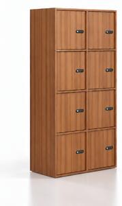 Kancelářská skříň FRAME, 8x dveře, 872 x 450 x 1735 mm, mechanický kódový zámek, ořech