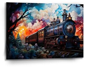 Sablio Obraz Parní lokomotiva v kouzelné krajině - 90x60 cm