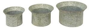 3ks šedý antik dekorační obal na květináč – 40x23 / 34x21 / 28x19 cm