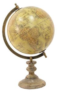 Béžový dekorativní glóbus na dřevěném podstavci Globe – 22x22x35 cm