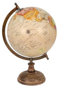 Béžový dekorativní glóbus na dřevěném podstavci Globe – 22x22x37 cm