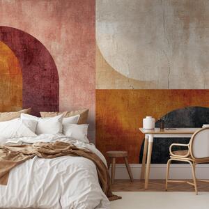 Fototapeta Geometric Mural - An Abstraction Inspired by Terracotta Colors