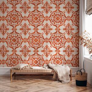Tapeta Terracotta Pattern - Composition With Ornaments on Tiles