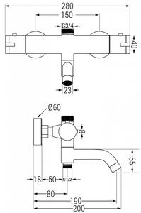 MEXEN - KAI termostatická vanová a sprchová baterie 3/4" + 1/2", bílá 77900-20
