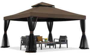 Hnědý zahradní pavilon s moskytiérou Valencia 4x4m Garden Point