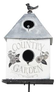 Zahradní dekorativní zápich ptačí budka Country Garden – 18x13x109 cm