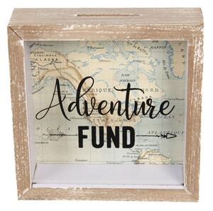 Dřevěná pokladnička s mapou Adventure – 15x5x15 cm