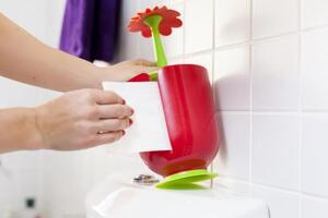 Držák/ zásobník na toaletní papír Flower Power VIGAR (barva-červená/zelená)
