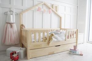 Domečková postel Bali Duo Plus se zábranami Velikost spací plochy: 120x60, Barva: přírodní dřevo