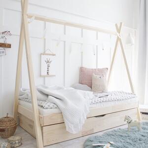 Dětská postel Teepee se šuplíkem Velikost spací plochy: 120x60, Barva: přírodní dřevo
