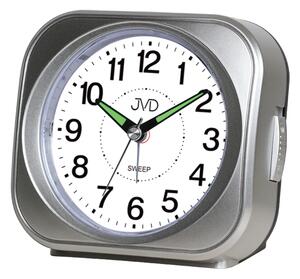 JVD Stříbrný tichý budík s LED osvětlením s plynulým chodem JVD SRP1604.2
