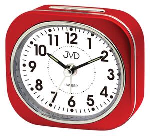 JVD Červený tichý budík s osvětlením s plynulým chodem JVD SRP8001.3