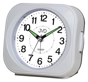 JVD Bílý tichý budík s LED osvětlením s plynulým chodem JVD SRP1604.3