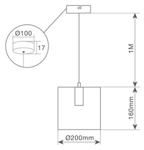 Designové závěsné svítidlo Carnot na 1 žárovku E27 max 40W, délka 1m, černé, 3 roky záruka