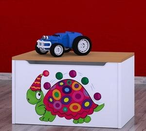 Box na hračky Happy - barevný želvík Barva: bílá