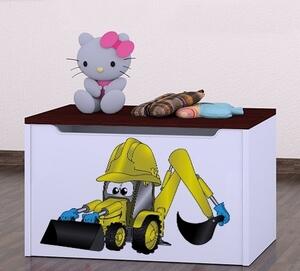 Box na hračky Happy - bagr Barva: wenge