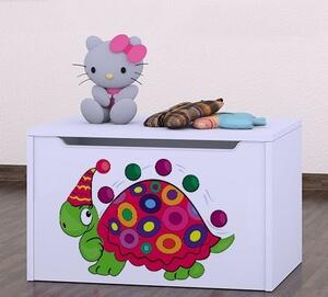 Box na hračky Happy - barevný želvík Barva: bílá
