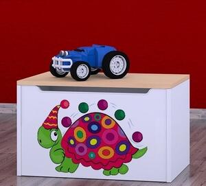 Box na hračky Happy - barevný želvík Barva: bílá