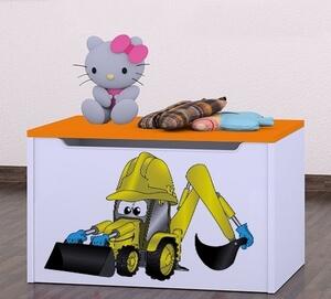 Box na hračky Happy - bagr Barva: oranžová