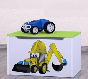 Box na hračky Happy - bagr Barva: zelená