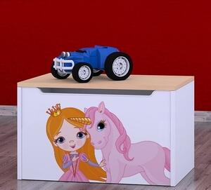 Box na hračky Happy - princezna a jednorožec Barva: wenge