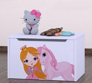 Box na hračky Happy - princezna a jednorožec Barva: wenge