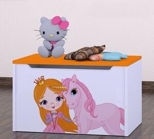 Box na hračky Happy - princezna a jednorožec Barva: oranžová