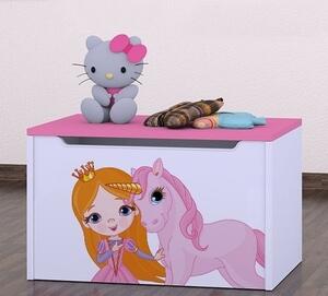 Box na hračky Happy - princezna a jednorožec Barva: wenge