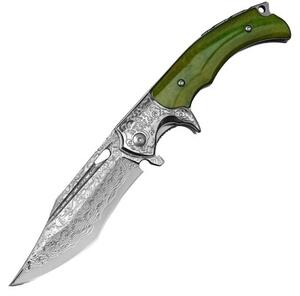 KnifeBoss damaškový zavírací nůž Green Dog VG-10