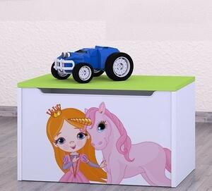 Box na hračky Happy - princezna a jednorožec Barva: zelená