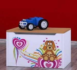 Box na hračky Happy - pejsek se srdíčky Barva: buk