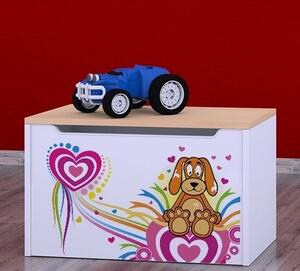 Box na hračky Happy - pejsek se srdíčky Barva: kalvados