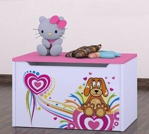 Box na hračky Happy - pejsek se srdíčky Barva: kalvados