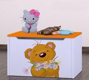 Box na hračky Happy - medvídek s květinou Barva: oranžová