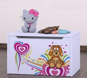 Box na hračky Happy - pejsek se srdíčky Barva: kalvados