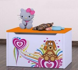 Box na hračky Happy - pejsek se srdíčky Barva: kalvados