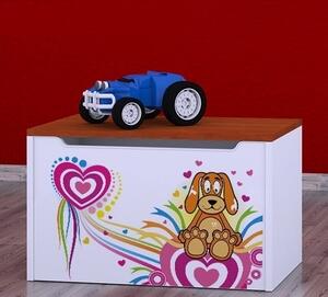 Box na hračky Happy - pejsek se srdíčky Barva: kalvados