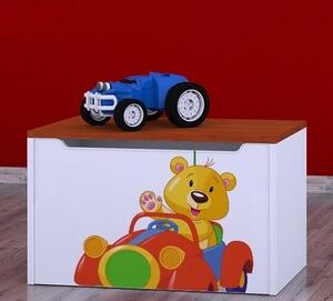 Box na hračky Happy - medvídek v červeném autě Barva: bílá