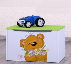 Box na hračky Happy - medvídek s květinou Barva: zelená