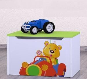 Box na hračky Happy - medvídek v červeném autě Barva: zelená