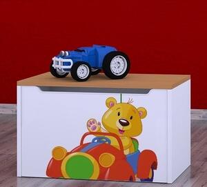 Box na hračky Happy - medvídek v červeném autě Barva: buk