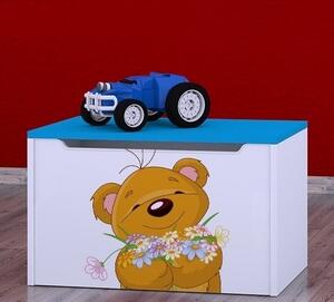 Box na hračky Happy - medvídek s květinou Barva: modrá