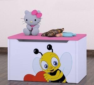Box na hračky Happy - včelka se srdcem Barva: wenge