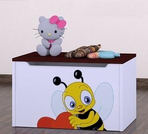 Box na hračky Happy - včelka se srdcem Barva: wenge