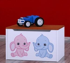 Box na hračky Happy - růžový a modrý slon Barva: bílá