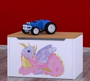 Box na hračky Happy - růžový drak Barva: buk