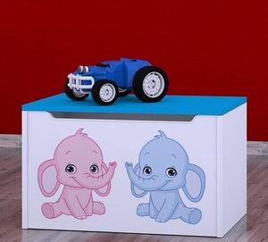 Box na hračky Happy - růžový a modrý slon Barva: bílá