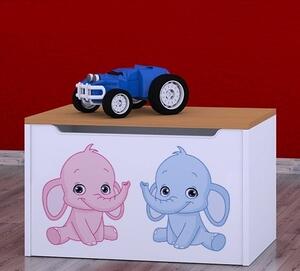Box na hračky Happy - růžový a modrý slon Barva: bílá