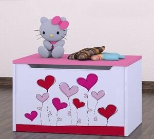 Box na hračky Happy - srdce na balónkách Barva: světlá hruška